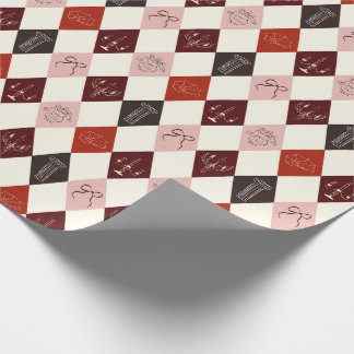 Papel De Presente Coquette Dark Academia Argyle & Padrão Sketch