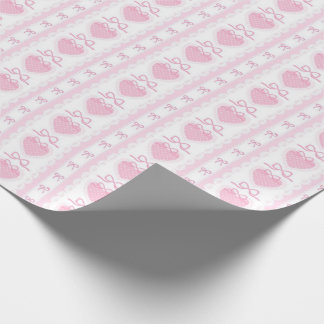 Papel De Presente “Coquette Heart & Bow Wrapping Paper – Pink Romant