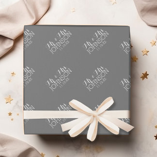 Papel De Presente Cor Charcoal Sólido - Lembranças de Casamento Mr &