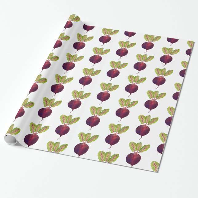 Papel De Presente Cor da Água dos Beets Vermelhos (Desenrolado)
