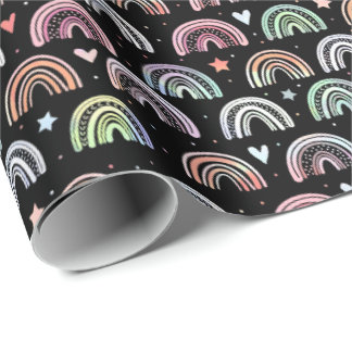 Papel De Presente Cor d'água colorida Padrão do arco arco íris a pre