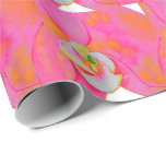 Papel De Presente Cor d'água cor de laranja rosa Pintura orquídea<br><div class="desc">Pintura floral romântica de aquarela tropical. Arte original, orquídeas cor-de-rosa e laranja.</div>