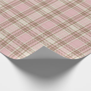 Papel De Presente Cor d'água da Xadrez rosa