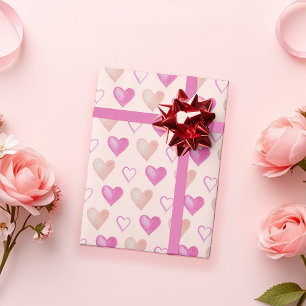 Papel De Presente Cor d'água do coração, cor-de-Namorados rosa, pint