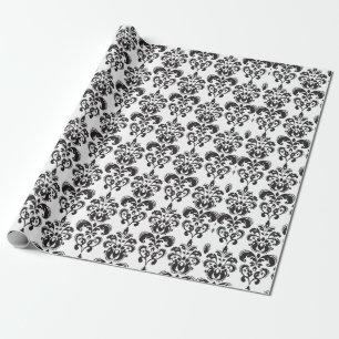 Papel De Presente Cor damasco preto e branco feminino 2 do vintage
