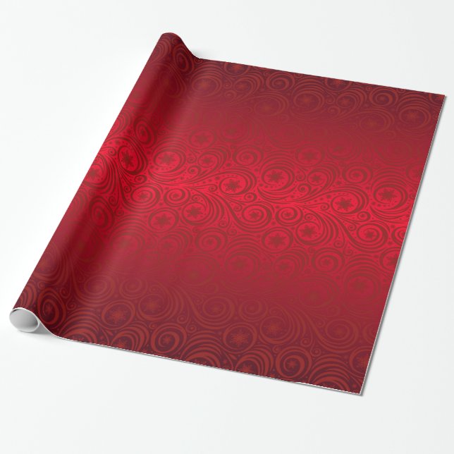 Papel De Presente Cor damasco Red Ombre Snowflake (Desenrolado)