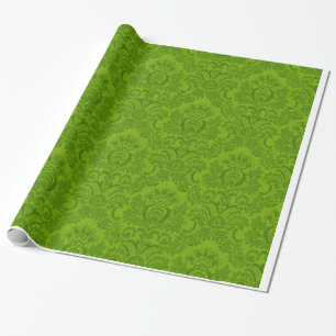 Papel De Presente Cor damasco verde