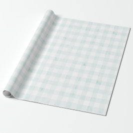 Papel De Presente Cor de Água Azul Claro Gingham
