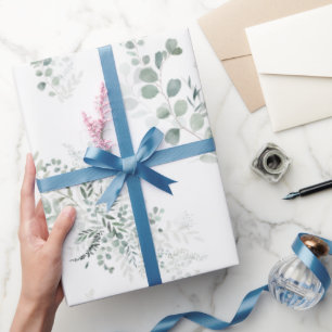 Papel De Presente Cor de água botânica verde elegante