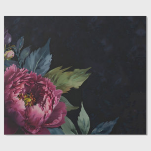 Papel De Presente Cor de água floral rosa escura elegante