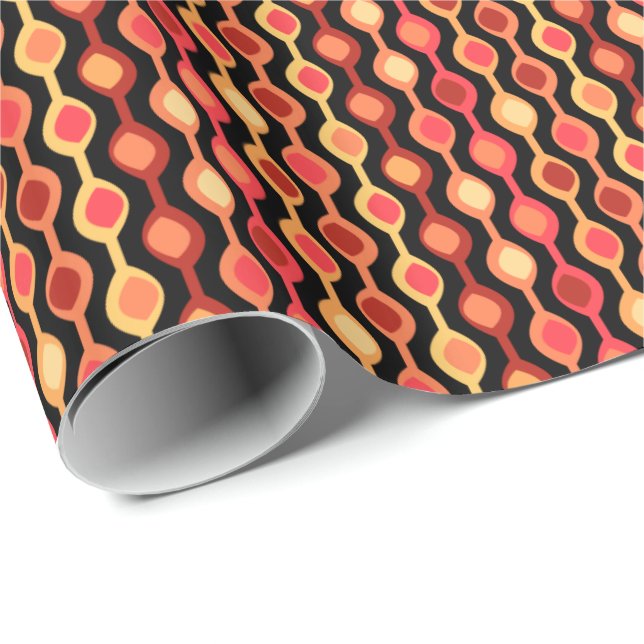 Papel De Presente Cor de laranja Amarelo do Padrão do Bloco Retroati (Ponta do rolo)