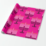 Papel De Presente cor-de-rosa menorah hanukkah purificador impressão<br><div class="desc">"menorah hanukkah rosa quente",  "hanukkah rosa",  "menorah rosa rosa",  "hanukkah menorah",  menorah,  "feliz hanukkah",  canukah,  hannukah,  Hanukkah,  "feriados judeus"</div>