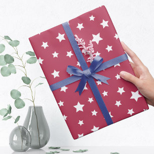 Papel De Presente Cor-de-rosa quente com padrão estelar