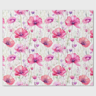 Papel De Presente Cor de Vinha Rosa Romântica