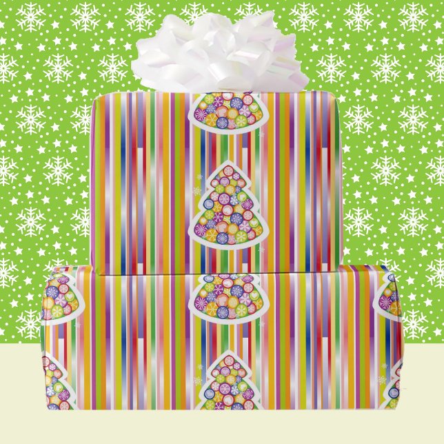 Papel De Presente Cor dos Doces de Natal antiquados (Criador carregado)
