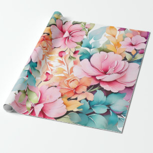 Papel De Presente cor pastel arte floral