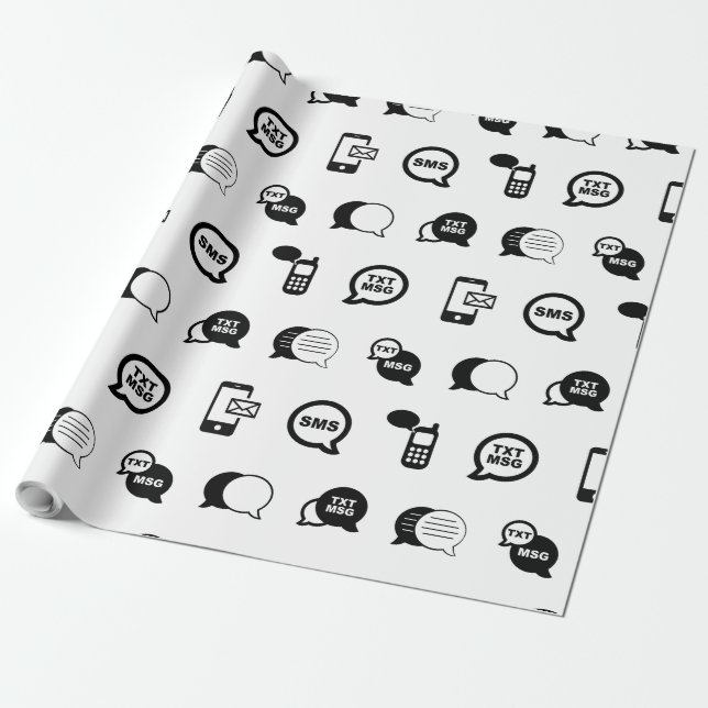 Papel De Presente Cor PERSONALIZADA do Padrão de Mensagem de Texto d (Desenrolado)