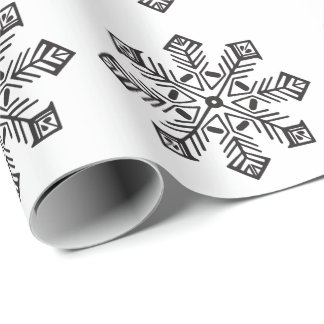 Papel De Presente COR PERSONALIZADA: Silhueta de Floco de Neve Simpl