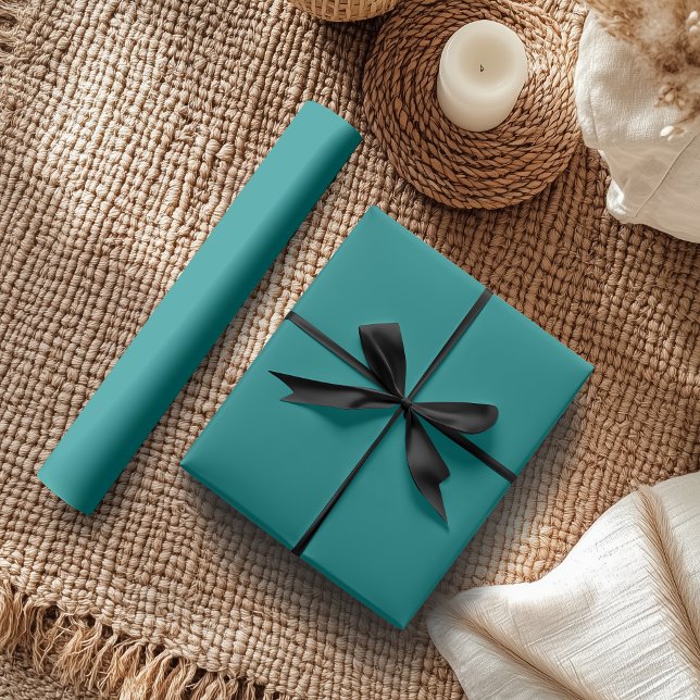 Papel De Presente Cor Sólida Azul Teal | Clássico | Elegante (Criador carregado)