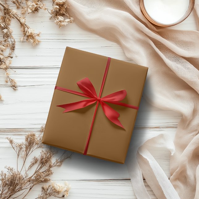 Papel De Presente Cor Sólida Bronze Marrom | Clássico | Elegante (Criador carregado)