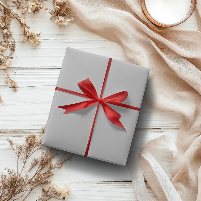 Papel De Presente Cor Sólida Metálica Prata | Clássico | Elegante (Criador carregado)