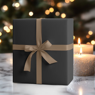 Papel De Presente Cor Sólida Preto Onyx Clássico Elegante