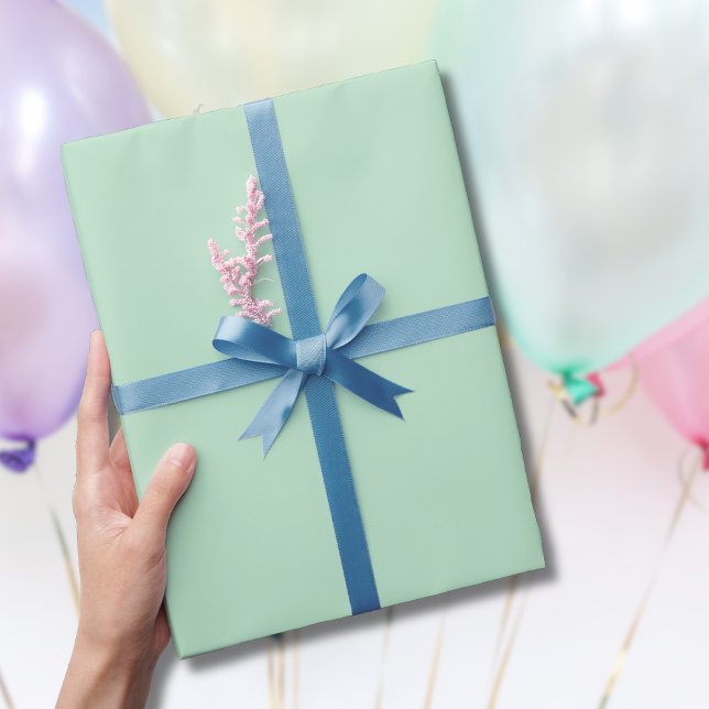 Papel De Presente Cor Sólida Verde Claro Pastel | Clássico | Elegant (Criador carregado)