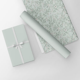 Papel De Presente Cor Sólida Verde Sage Clara Minimizada