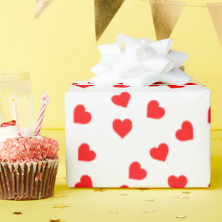 Papel De Presente Cor Vermelha Romântica Padrão de Coração Vermelha 