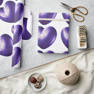 Papel De Presente Coração Ametista Cheio de Amor