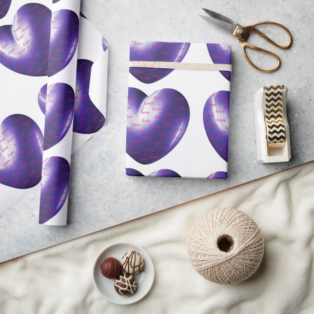 Papel De Presente Coração Ametista Cheio de Amor (Artesanato)
