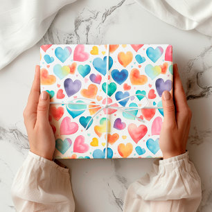 Papel De Presente Coração Aquarela Corante Corante Pregado Amor Boni