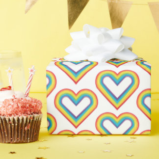 Papel De Presente Coração Arco-íris