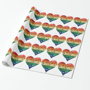 Papel De Presente coração arco-íris lgbt