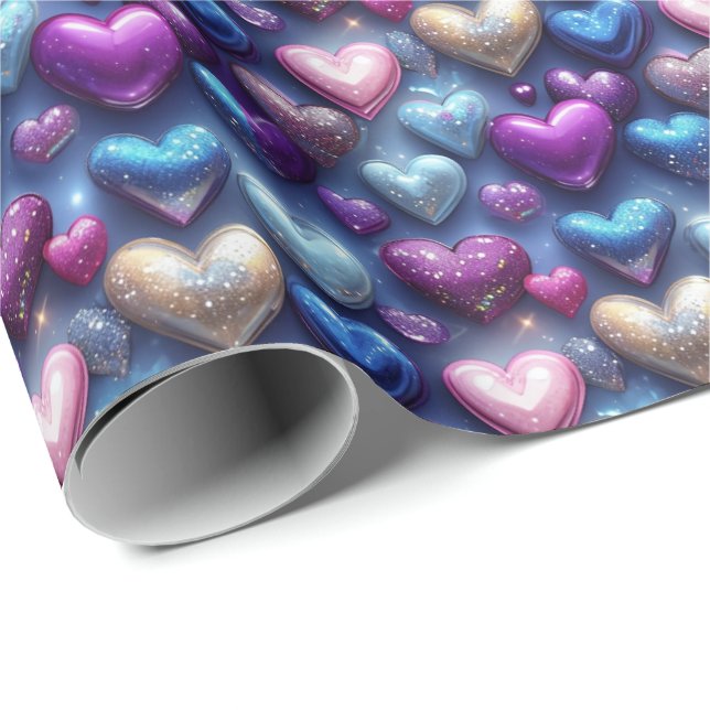 Papel de Presente Coração Brilhante: Elegância Rad (Ponta do rolo)