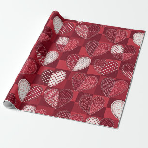 Papel De Presente Coração Caprichoso Cupido Vermelho Branco Preto