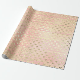 Papel De Presente Coração Confetti Metálico Shabby Dourado Mão Rosa 