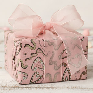 Papel De Presente Coração Cor-de-Rosa, Bonita e Branca Deseja Amor