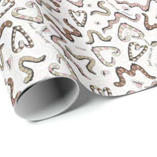 Papel De Presente Coração Cor-de-Rosa, Bonita e Branca Deseja Amor