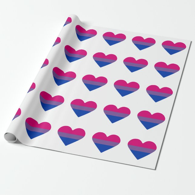 Papel De Presente Coração da Bandeira do Orgulho Bissexual (Desenrolado)