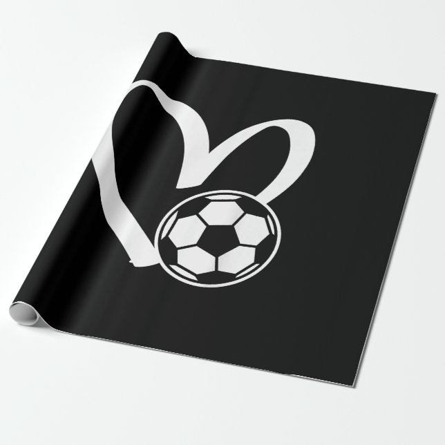 Papel De Presente Coração da Bola do Futebol (Desenrolado)