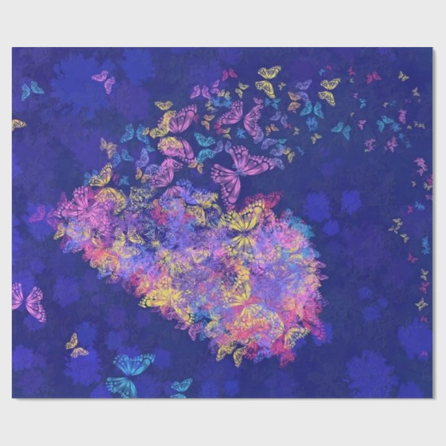 Papel De Presente Coração da Borboleta - Amor - (Aberto)