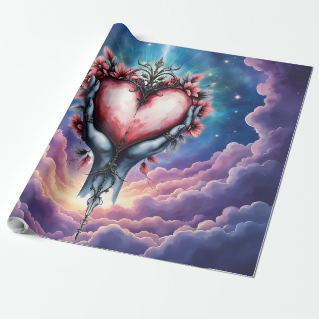 Papel De Presente Coração da Magia Silenciosa (Desenrolado)