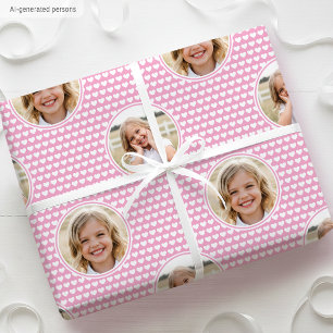 Papel De Presente Coração de Amor Fofo 2 Foto Padrão Rosa Bonito