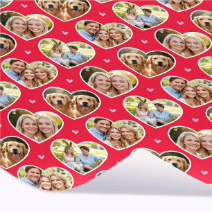 Papel De Presente Coração de Amor Fofo 4 Foto Padrão Vermelho Rosa E