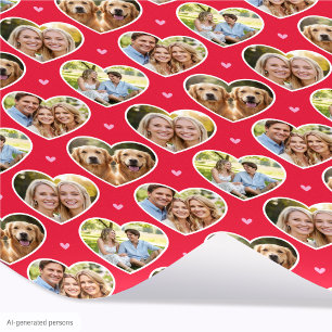 Papel De Presente Coração de Amor Fofo 4 Foto Padrão Vermelho Rosa E
