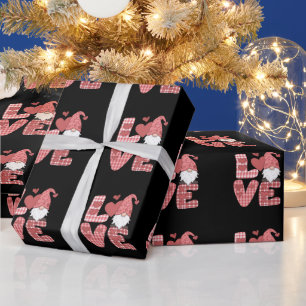 Papel De Presente Coração de Amor Gnomo Fofo Dia dos Namorados