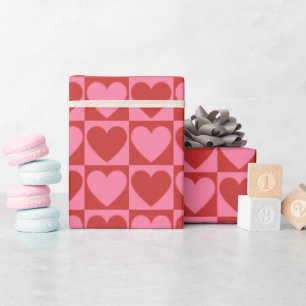 Papel De Presente Coração de Amor Vermelho e Rosa