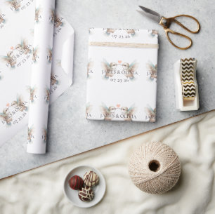 Papel De Presente Coração de Beija-flor Casamento Personalizado