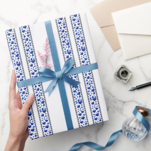 Papel De Presente Coração de brilho azul